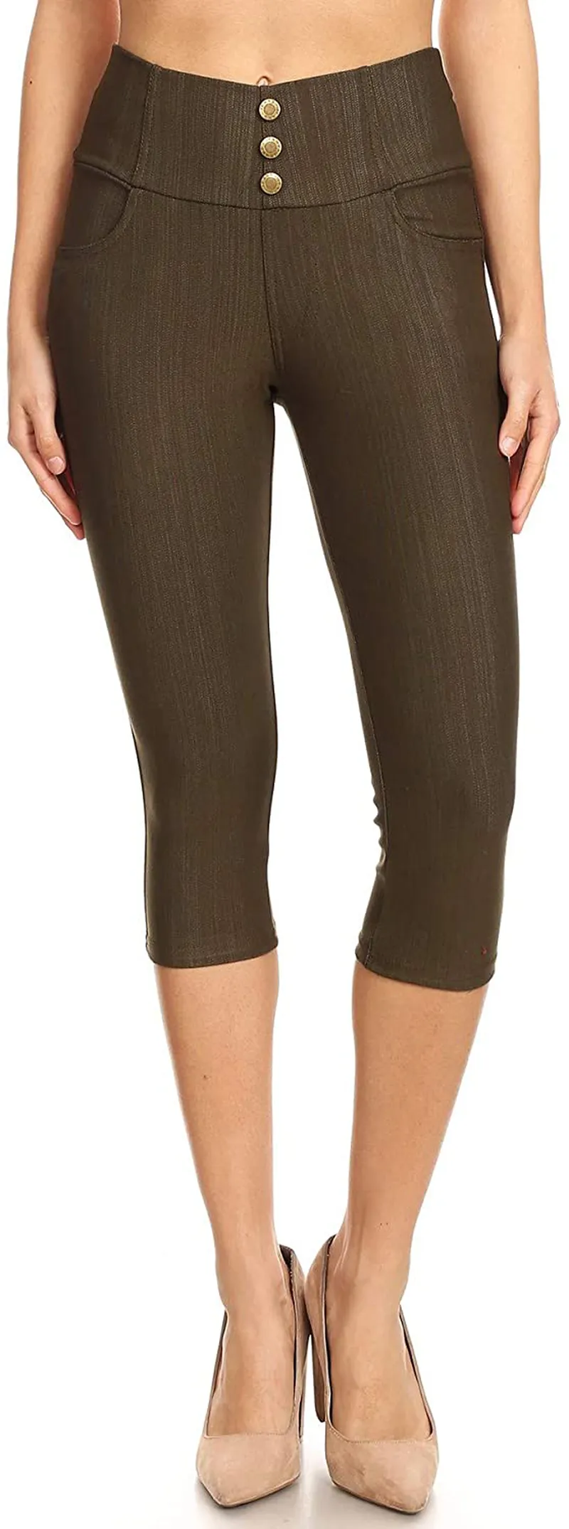Women's High Waist Stretch Skinny Soft Denim Capri Jegging Pant Reg-Plus Size