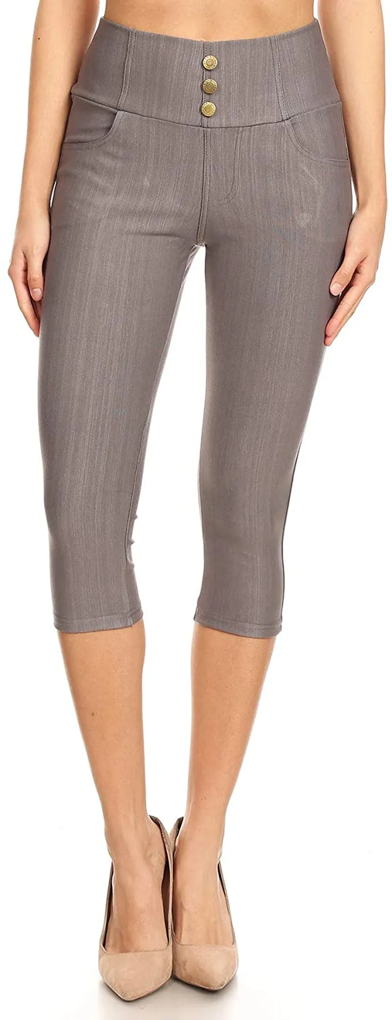 Women's High Waist Stretch Skinny Soft Denim Capri Jegging Pant Reg-Plus Size